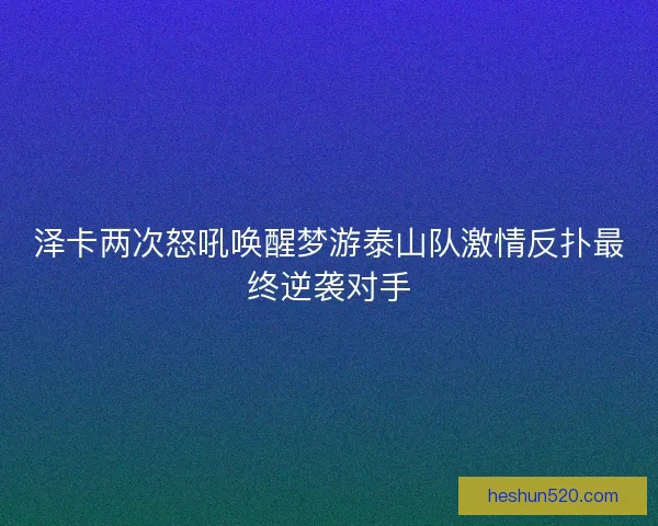 泽卡两次怒吼唤醒梦游泰山队激情反扑最终逆袭对手